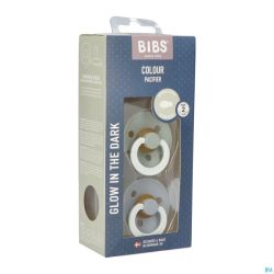 Bibs 2 Sucette Symmetric Glow Duo Sage/cloud 2