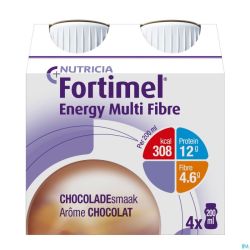 Fortimel Energy Multi Fibre Chocolat Bouteilles 4x200ml
