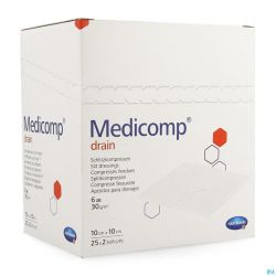 Medicomp Drain 10x10cm 6pl St 25x2 P/s