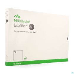 Exufiber Ag Gel.fibre Dressing Ster 15 X 15cm 10