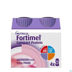 Fortimel Compact Protein Fraise Bouteilles 4x125 ml