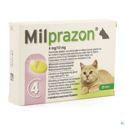 Milprazon 4mg/ 10mg Chat +0,5kg Comp 1x4