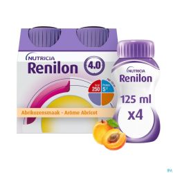 Renilon 4.0 Boisson Arôme Abricot Bouteilles 4x125ml 