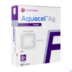 Aquacel Ag Foam Adhesif 10x10cm 10