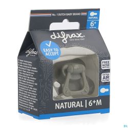 Difrax Sucette Natural 6m+ Uni/pure Gris/clay