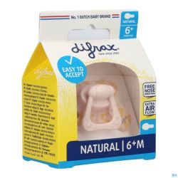 Difrax Sucette Natural 6m+ Rose-dessin