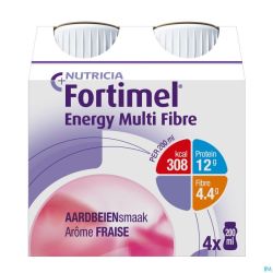 Fortimel Energy Multi Fibre Fraise Bouteilles 4x200ml