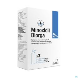 Minoxidil biorga 5% sol cutanee coffret  fl 3x60ml