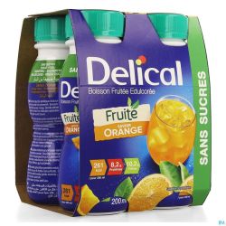 Delical Boisson Fruitee Orange Edulcoree 4x200ml