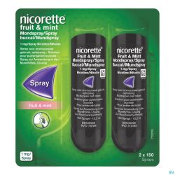 Nicorette Fruit&mint 1mg Spray Bucc. S/sucre 2x150