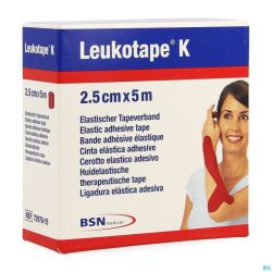 Leukotape K Bande Adh Elast Rouge 2,5cmx5m 1