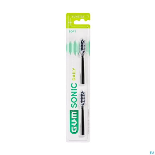 Gum Sonic Daily Brosse Dents Pile Tetesbrosse Noir