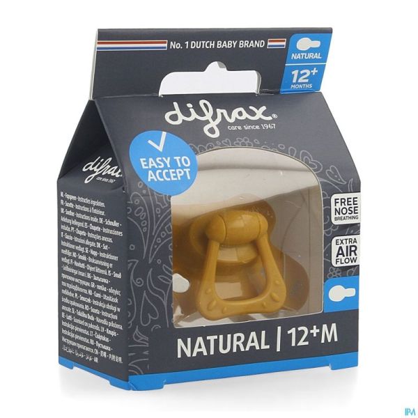 Difrax Sucette Natural 12m+ Uni/pure Orange/pumpk.