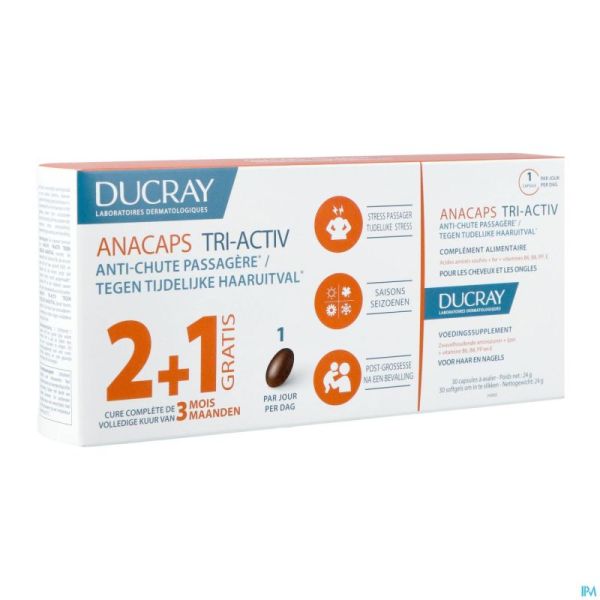 Ducray Anacaps Tri-activ Caps 3x30 2+1 Gratuit