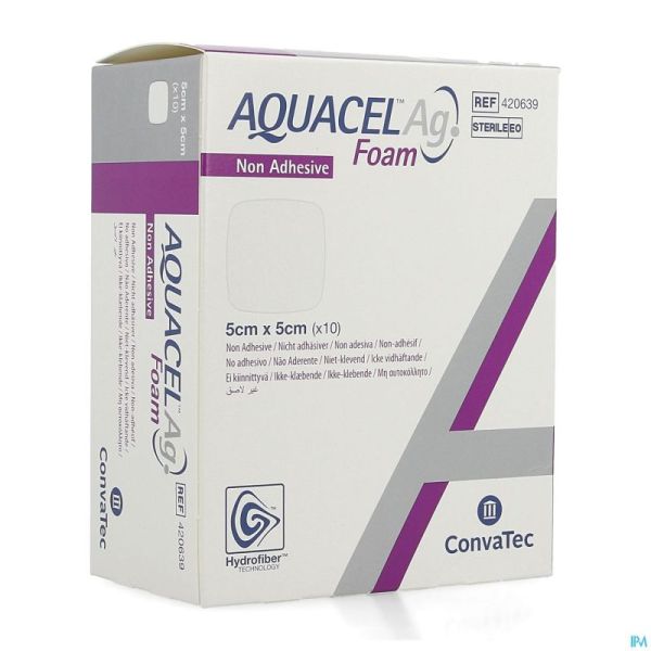 Aquacel Ag Foam Non Adhesif 5x5cm 10