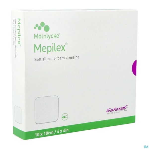 Mepilex Pans Mousse Sil Abs Ster 10x10cm 5 294100