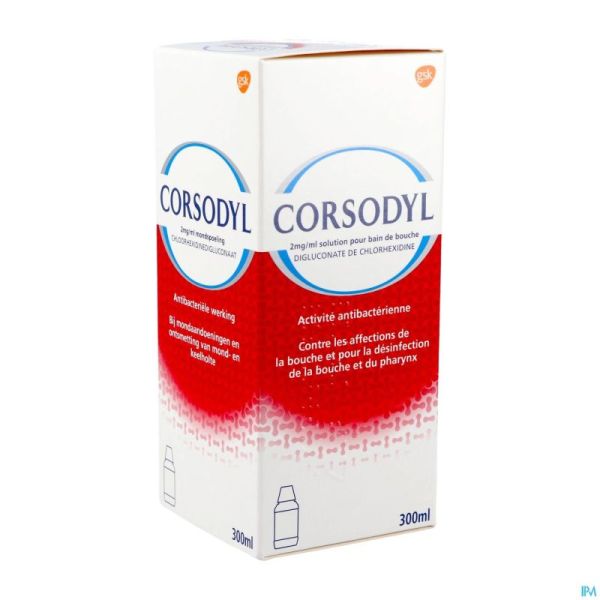 Corsodyl 2mg/ml Solution Bain Bouche 300ml