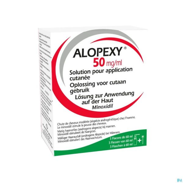 Alopexy 50mg/ml Sol Application Cutanee Fl 3x60ml