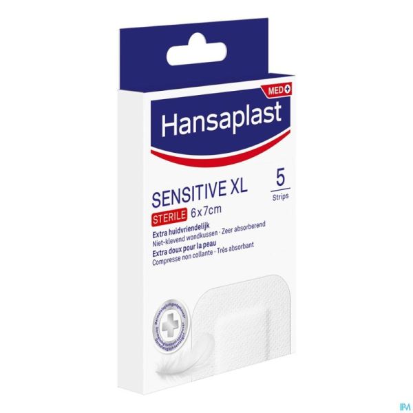 Hansaplast Sensitive Xl 6cmx7cm Strips 5