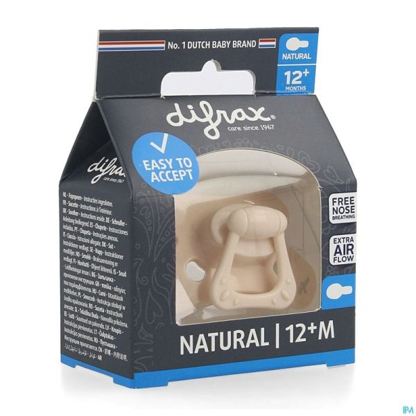 Difrax Sucette Natural 12m+ Uni/pure Rose/blossom