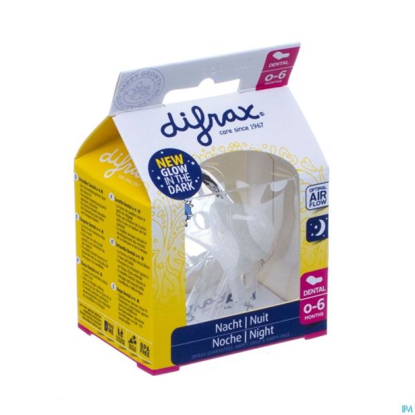 Difrax Sucette Dental 0-6m Nuit