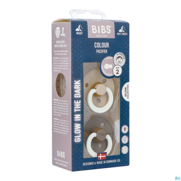 Bibs 2 Sucette Duo Glow In Dark Vanilla/oak