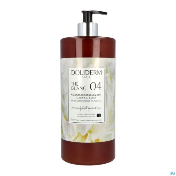 Doliderm Gel Douche 2en1 The Blanc Fl Pompe 1l