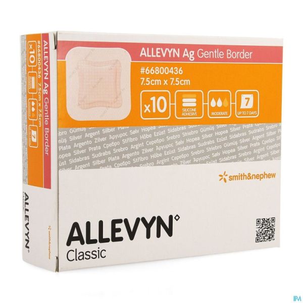 Allevyn Ag Pans Adhesive Silic. 7,5x7,5cm 10