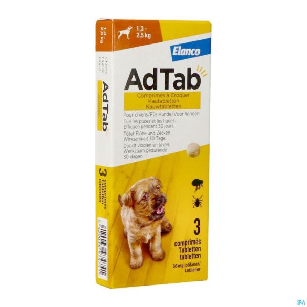 Adtab 56mg Chien 1,3kg-2,5kg Comp A Croquer 3