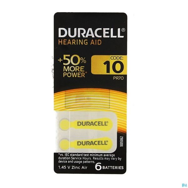 Duracell Easytab Pile Auditive Da10 6 Jaune