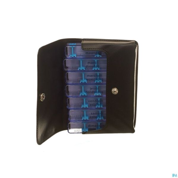 Medidose Leatherette Pilulier De Poche Bleu