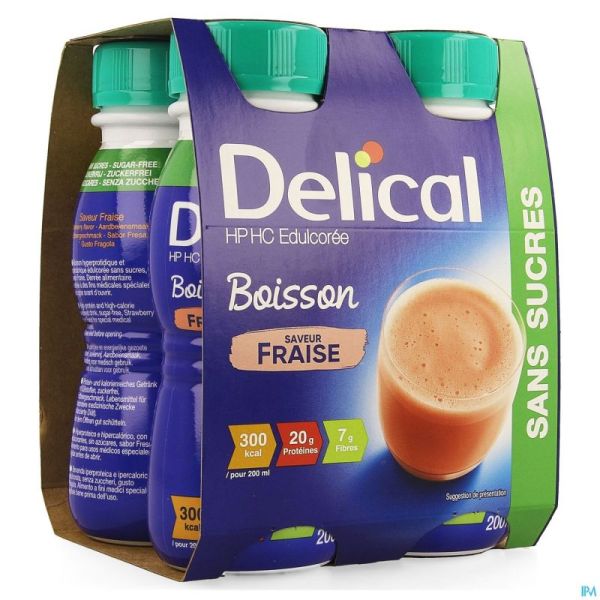 Delical Boisson Hp-hc S/sucre Fraise 4x200ml