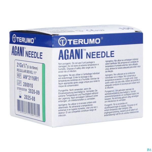 Terumo Aiguille Agani 21g 5/8 Rb Vert 100