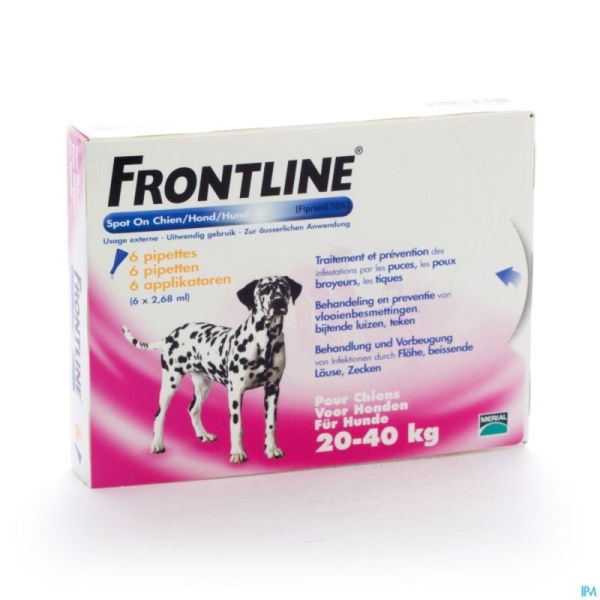 Frontline Spot On Chien 20-40kg Pipet 6x2,68ml