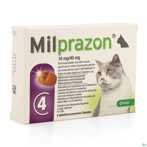 Milprazon 16mg/ 40mg Chat +2kg Comp 1x4