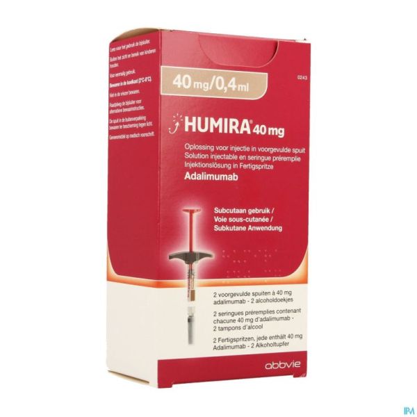 Humira 40mg/0,4ml Sol Inj Seringue Preremplie 2