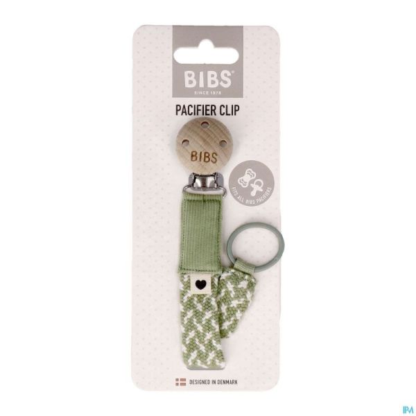 Bibs Attache Sucette Braided Sage&ivory