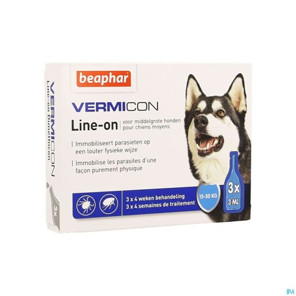 Beaphar Vermicon Line-on Chien Moyen 3x3ml