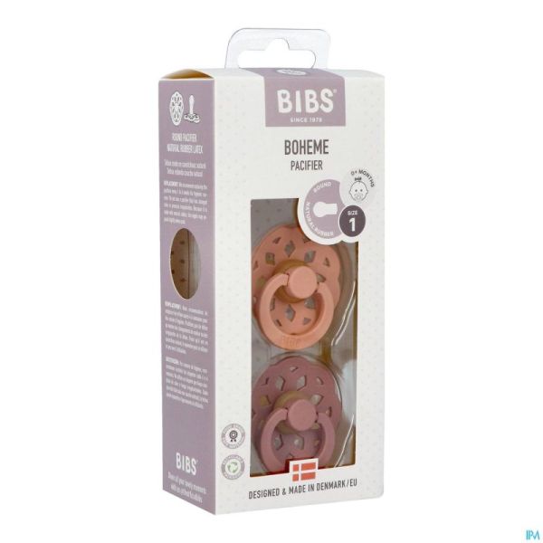 Bibs 1 Sucette Boheme Duo Peach/woodchuck 2
