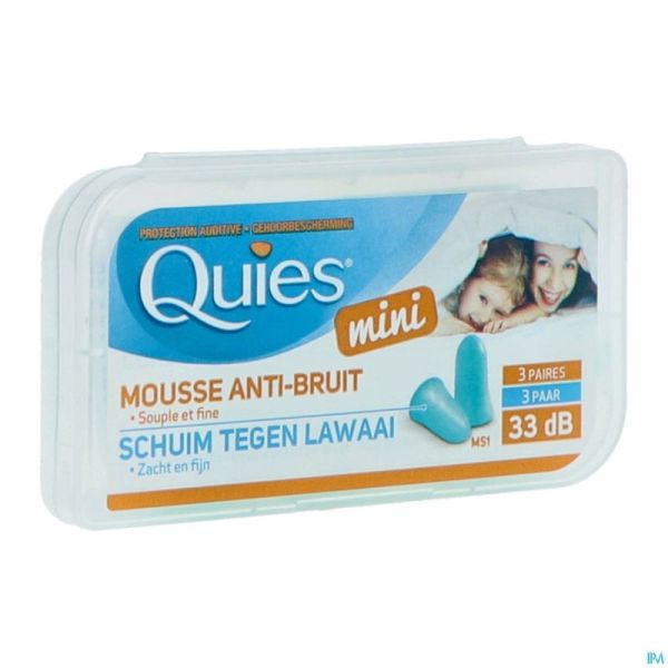 Quies Protection Auditive Mousse Mini 3 Paires