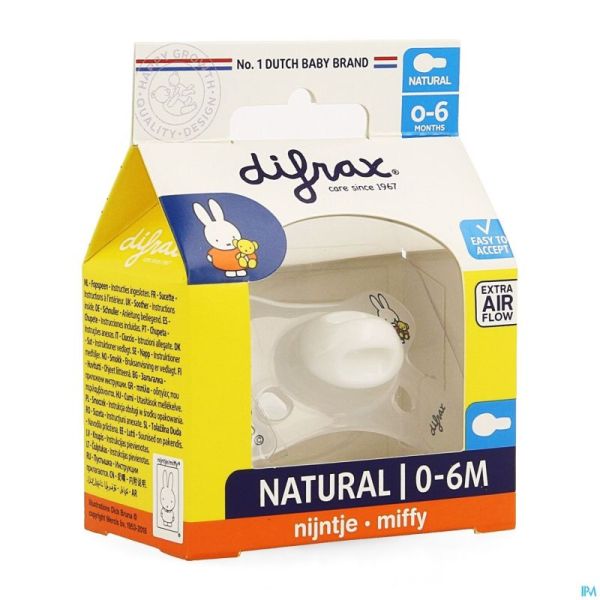 Difrax Sucette Natural 0-6m Miffy