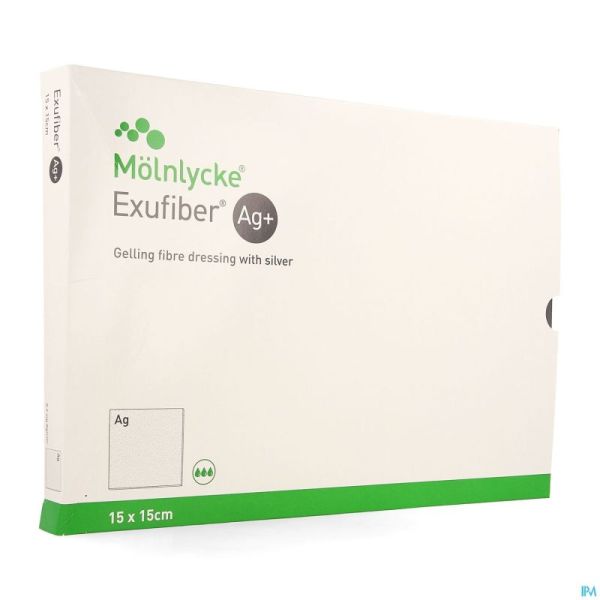Exufiber Ag Gel.fibre Dressing Ster 15 X 15cm 10