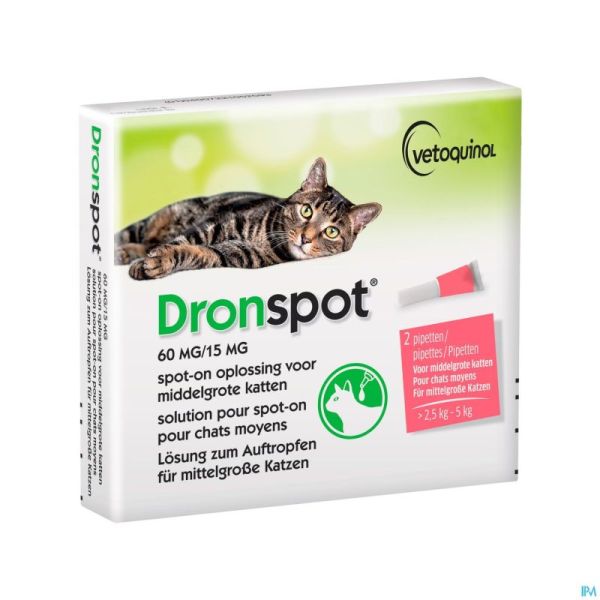 Dronspot 60mg/15mg Spot-on Chat Moyen2,5-5kg Pip2