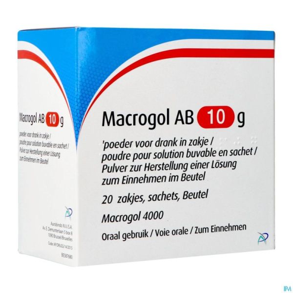 Macrogol Ab 10g Pdr Pour Sol Buvable Sach 20