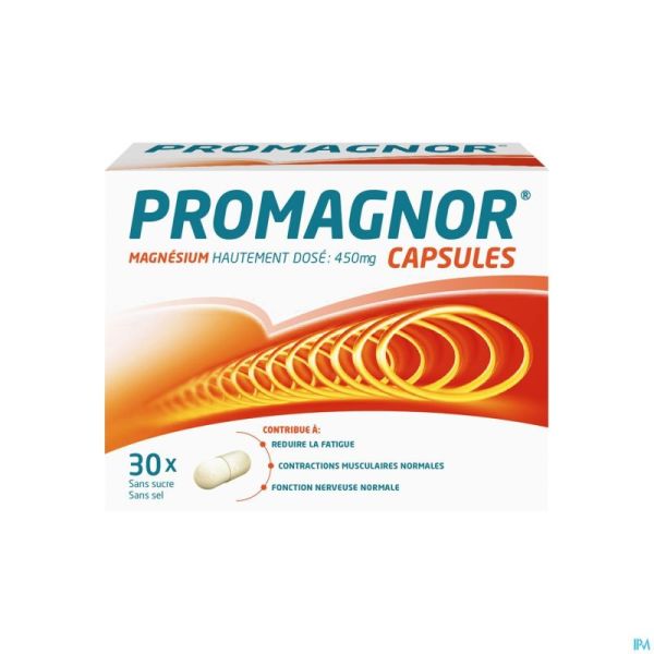 Promagnor: Magnésium Hautement Dosé  450mg  (30 capsules)