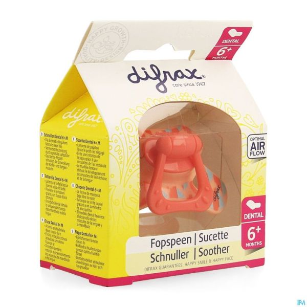 Difrax Sucette Silicone Dental Avec Anneau 6m+ 800