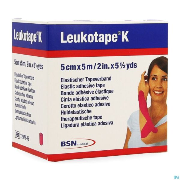 Leukotape K Bande Adh Elast Rose 5cmx5m 1