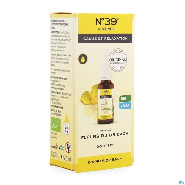 Fleurs de Bach Bio N°39 Urgence Gouttes 20ml