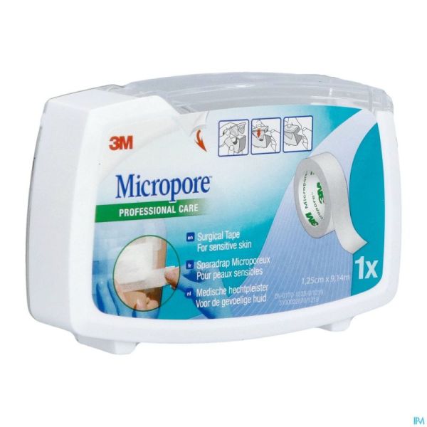 Micropore 3m 12,5mmx9,1m nouv.derouleur   1530p-0d