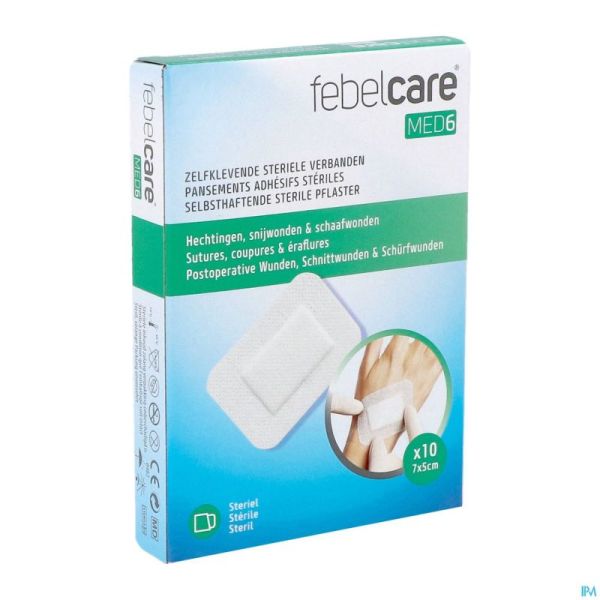 Febelcare Med6 Pansem. Adhesifs Steril. 7x5cm 10pc